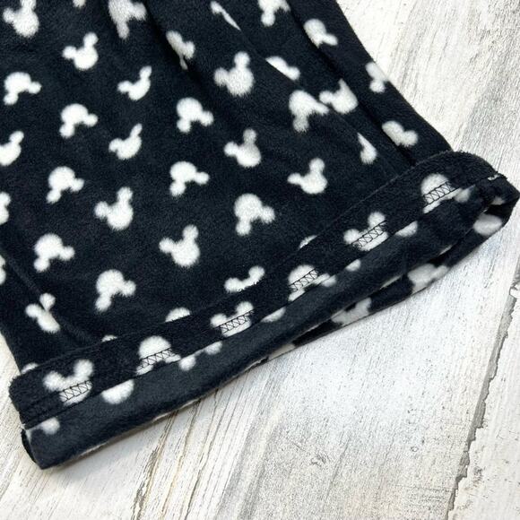 Disney Women's Mickey Mouse Wide Leg Fleece Pajama Pants L Black White Stretch - Picture 4 of 8